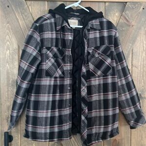 Boston Traders Jacket Mens Full Zip Snap Shacket Hoodie